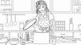 Mom Cooking Coloring Page sketch template