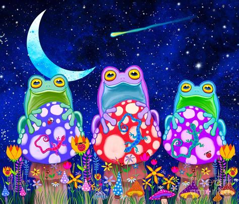 Three Frogs on Mushrooms Digital Art by Nick Gustafson - Fine Art America