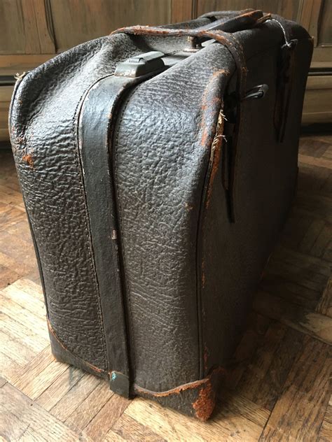 Vintage Brown Leather Suitcase, Brown Leather Luggage, Leather Bag, Vintage Luggage