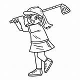 Premium Vector  Golf Female Golfer Hitting Ball Isolated Coloring sketch template