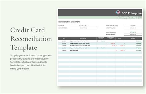 Credit Card Reconciliation Template In Excel