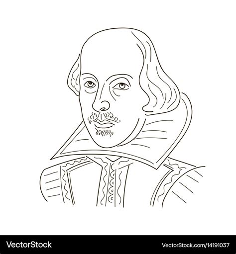 William shakespeare sketch black Royalty Free Vector Image