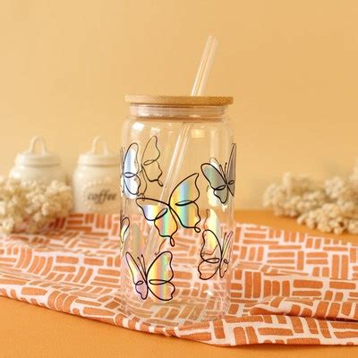 Butterfly Line Art 16oz Glass Can Cutfile Svg Dxf Png Files - Etsy