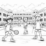 Premium Photo  Coloring Page For Children Playing tennis On A sketch template