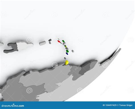 Flag of Caribbean on map stock illustration. Illustration of border - 104497429