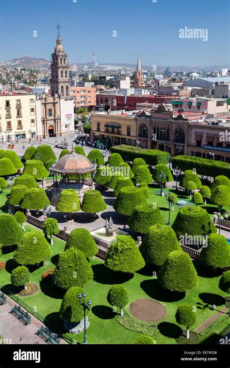 Plaza de los Martires in the historic downtown of Leon, Guanajuato ...