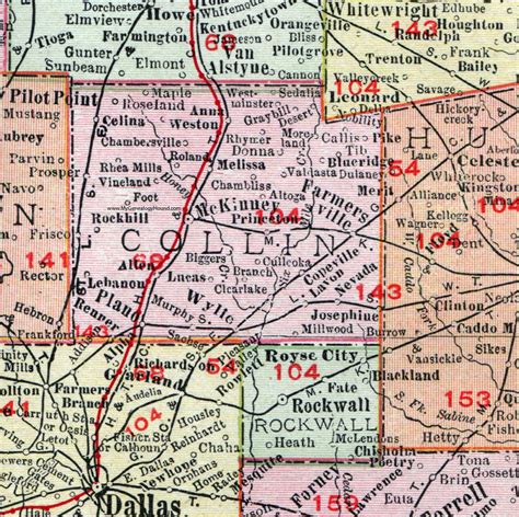 Collin County, Texas, 1911, Map, Rand McNally, McKinney, Plano ...