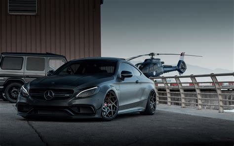 Download wallpapers Mercedes-AMG C63S Coupe, C205, matt black coupe ...