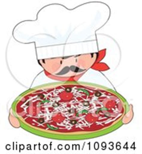 Male Pizzeria Chef Holding A Pizza On A Scooper Above, With A USA Flag And Blank Label Posters ...