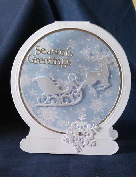 Tattered Lace Snowglobe and Reindeer and Sleigh card | Homemade holiday ...