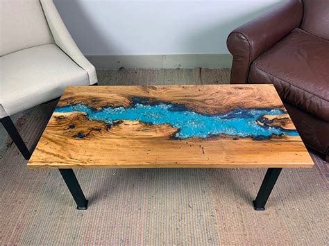 Buy A Cherry Epoxy Resin Coffee Table For $2,100 | Sturdy Metal Legs