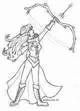 Female Elven Archer Coloring Page sketch template