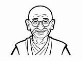 Easy Coloring Of Gandhi  Page sketch template