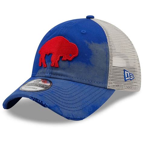 Men's New Era Royal/White Buffalo Bills Faded Trucker 9TWENTY Snapback ...