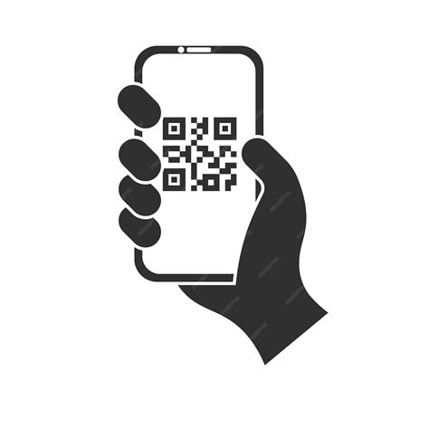 Premium Vector | Qr code scanning icon in smartphone hand holding mobile phone in line style web ...