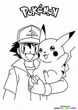 Ash And Pikachu Portrait  Pokemon Coloring Pages For Kids sketch template