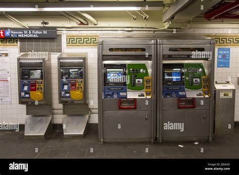 Metrocard vending machines at the Broadway/Nassau Subway Station in lower Manhattan, NYC Stock ...