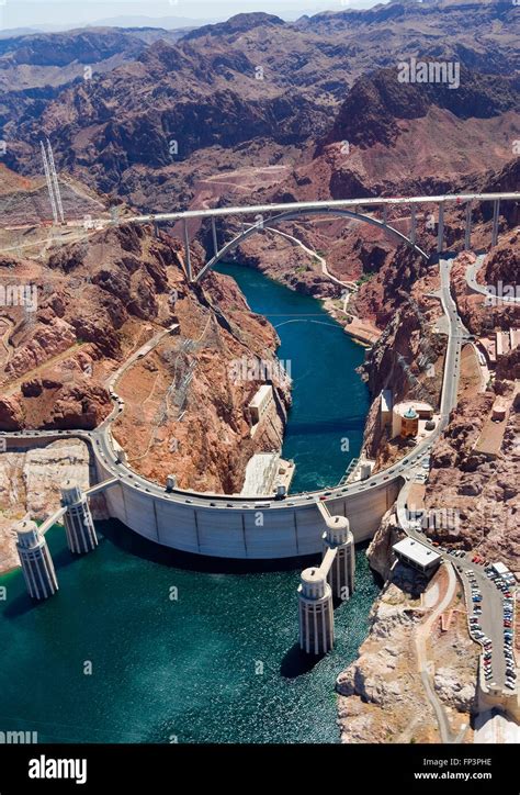 Aerial view of Hoover Dam and the Colorado River Bridge Stock Photo - Alamy