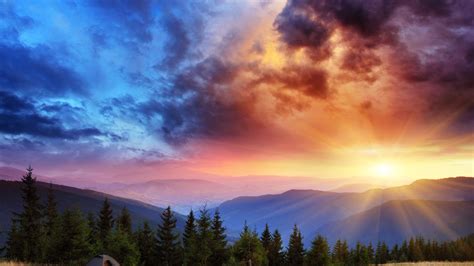 Mountain With Clouds Background During Dawn Morning 4K HD Nature ...