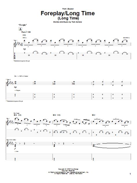 Boston "Foreplay/Long Time (Long Time)" Sheet Music Notes | Download Printable PDF Score 176785