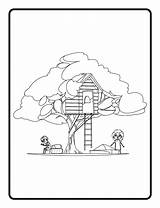 Treehouse Coloring Page sketch template