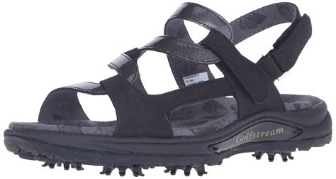 Golfstream Women's Spike Sandal Golf Shoe, Glitter Black/Crystal Steel ...