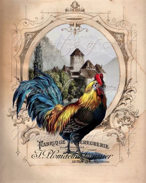 Colorful French Rooster 8x10 Print Kitchen Art by MomentsOfArt: | Художественные принты, Курица ...