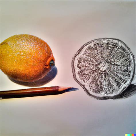 Dibujo realista a lápiz de una naranja y un limon | Domestika