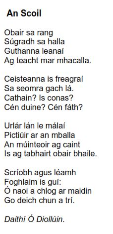 Pin by Lawrence Higgins on Teaching Gaeilge | Irish poems, Irish language, Irish phrases