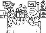 Premium Vector  Family Dining At restaurant coloring Pages Style sketch template