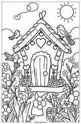 Bird House Coloring Page Free PDF&ampPNG Printable sketch template