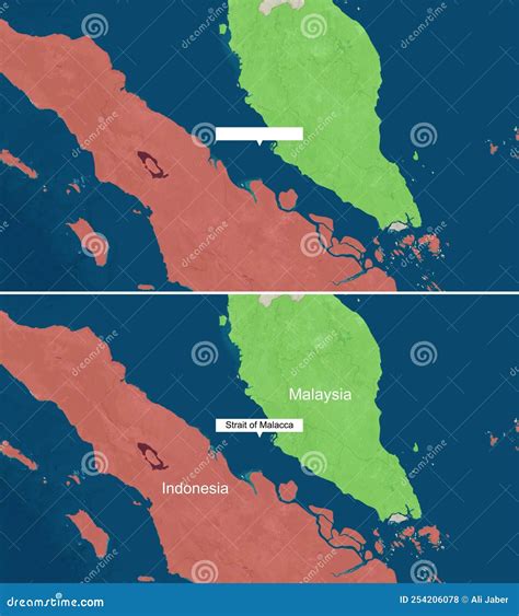 The Map of Strait of Malacca with Text, Textless Stock Illustration - Illustration of global ...