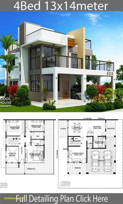 Dream House Design Lovely Home Design Plan 13x14m with 4 Bedrooms ...