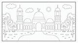 Premium Vector  Mosque coloring Page Illustration For Kid Collection sketch template