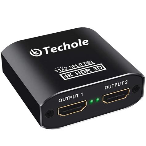 HDMI Splitter 4K, Techole 2 Way HDMI Splitter 1 In 2 Out, Aluminum ...