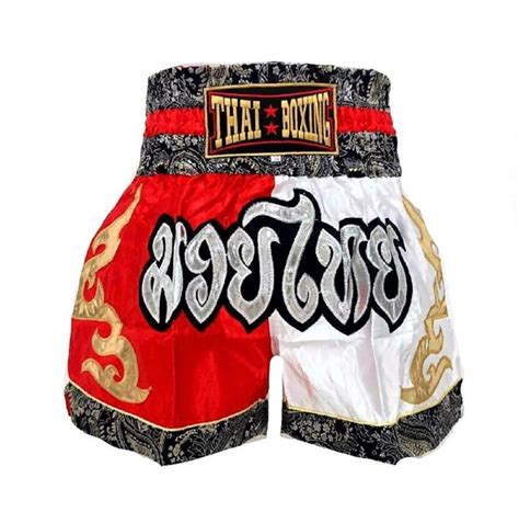 Muay Thai Boxing Shorts for Baby Red & Black With Gold Thai | Etsy