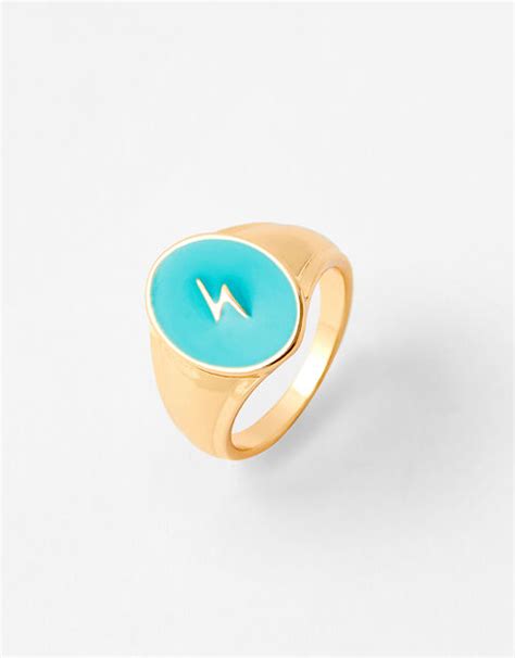 Lightning Bolt Signet Ring Gold | Rings | Accessorize UK