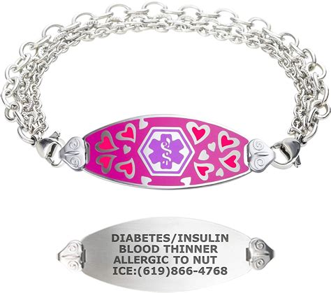 Divoti Custom Engraved Medical Alert Bracelets for Women, Stainless Steel Medical Bracelet ...