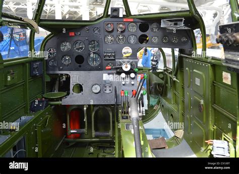 Bristol Blenheim IV aircraft cockpit on display at Duxford Stock Photo ...