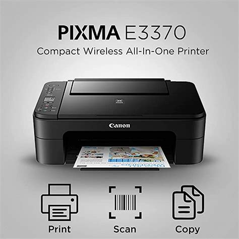 Canon PIXMA E3370 All-in-One Wireless Ink Efficient Color Printer Black