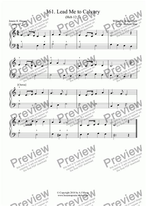 Lead Me to Calvary - Really Easy Piano 361 - Download Sheet Music PDF