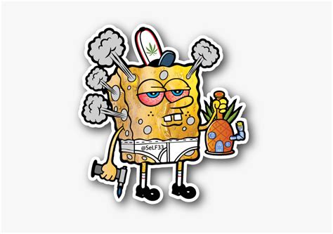 Awesome Stoner Png - Spongebob Weed Sticker, Transparent Png - kindpng