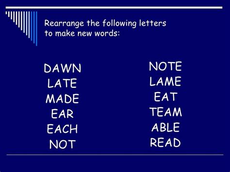 Rearrange Letters To Make New Words Starter