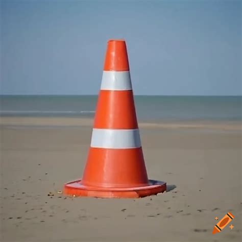 Traffic cone on normandy beach on Craiyon