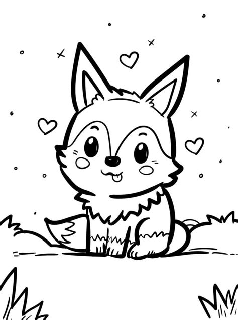 Little Cute Fox Coloring Page - Free Printable Coloring Pages for Kids