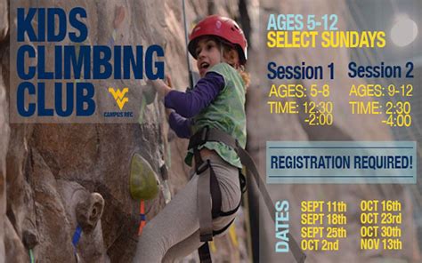 Campus Rec's Kids Climbing Club registration closes tomorrow | E-News | West Virginia University