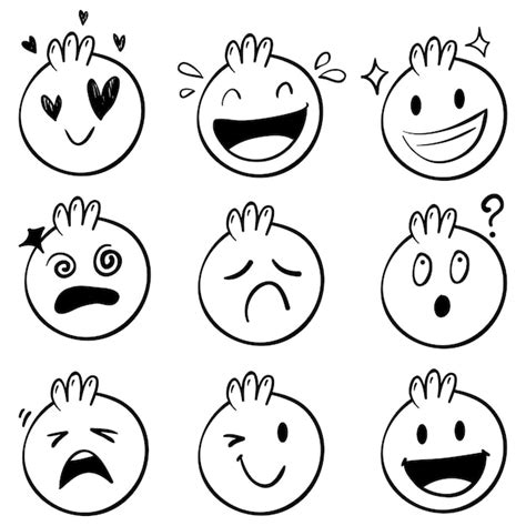 Premium Vector | Hand drawn ink emojis faces doodle emoticons sketch ...