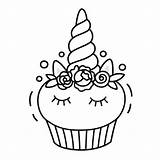 Unicorn Cake Coloring Pages Cupcake Outline  Free Printable sketch template