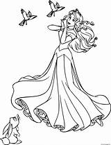 Aurora With Forest Animals Disney Princess Coloring page Printable sketch template