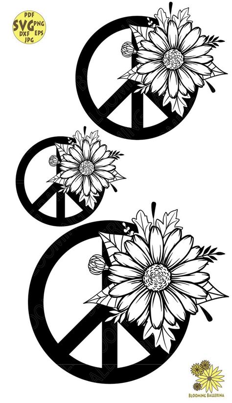 two peace signs with flowers on them